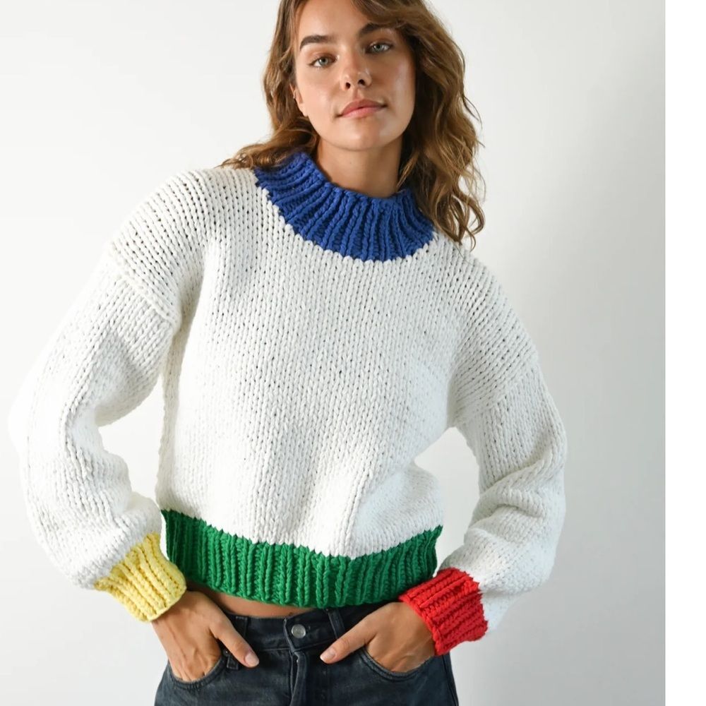 yllw ZORA CHUNKY SWEATER PRIMARY COLORS Size Small